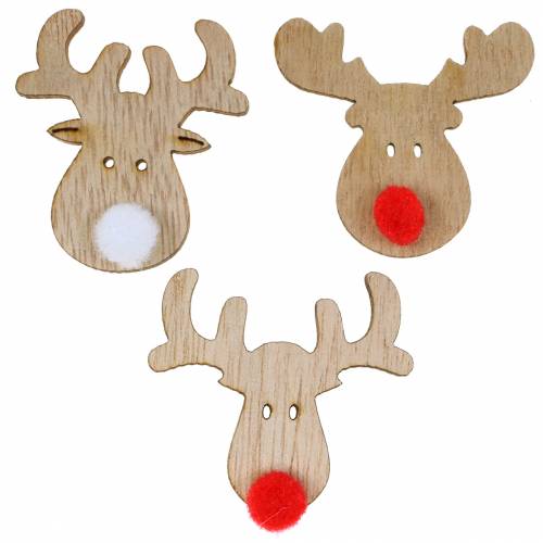 Floristik24 Verspreide deco elandenkoppen hout 4.5cm 36p