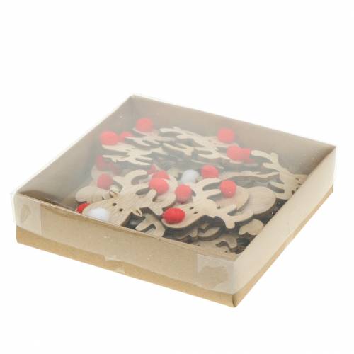 Floristik24 Verspreide deco elandenkoppen hout 4.5cm 36p