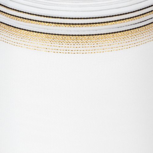 Elegant Moiré-kranslint, 125 mm, wit met gouden rand - Hoogwaardig decoratief lint voor bloemisterij en feesten | Floristik24.nl