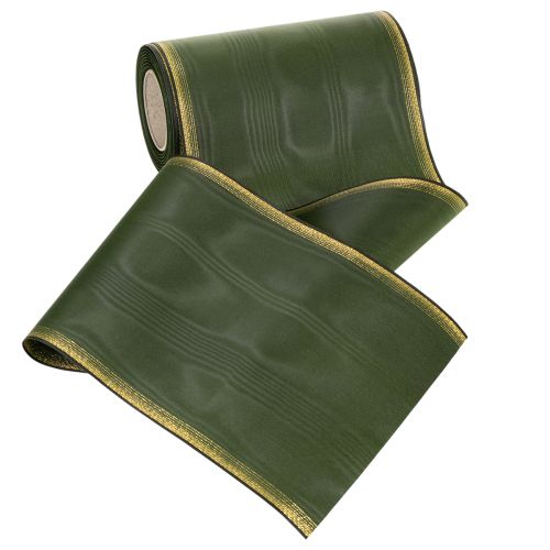 Artikel Elegant moiré kranslint, 175 mm, donkergroen met parelrand en taftweefsel voor feestelijke gelegenheden.