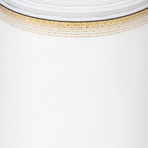 Elegante moiré krans met gouden rand, huwelijksdecoratie, rouwlint, wit 150mm x 25m | Floristik24.nl
