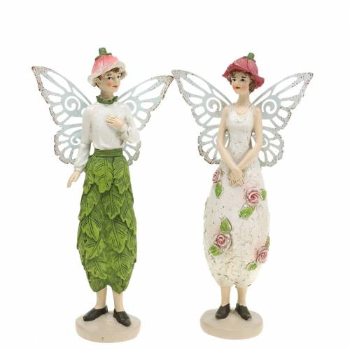 Floristik24 Decoratief figuur elf elf stel wit, roze, groen H20cm 2st