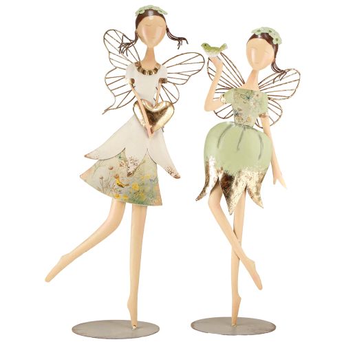 Floristik24 Elffiguren Metalen Decoratie Hart Vogel H55cm/60cm 2st