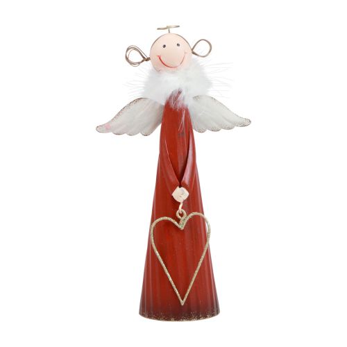 Engel decoratieve metalen tafeldecoratie Kerstfiguur rood 10,5×4,5×20cm