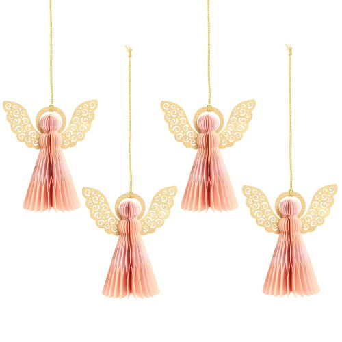 Artikel Engelenhanger papieren decoratie Kerst abrikoos goud 12cm 4 st
