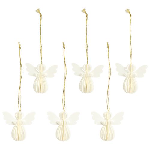 Artikel Engelenhanger honingraatpapier decoratie Kerstmis wit 6cm 6 st
