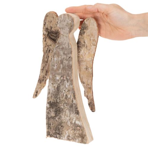 Engelfiguur van hout met berkenbast, 30 cm | Floristik24.nl
