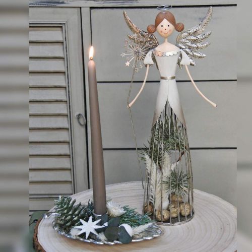 Floristik24 Engel beeldje metaal, kerstlantaarn H31.5cm