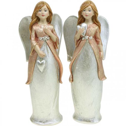 Artikel Engel figuur beschermengel kerst engel met hart H19cm 2st