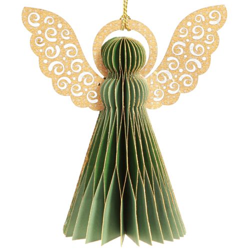 Floristik24 Engel honingraatpapier decoratie Kerstmis groen goud 12cm 4 st