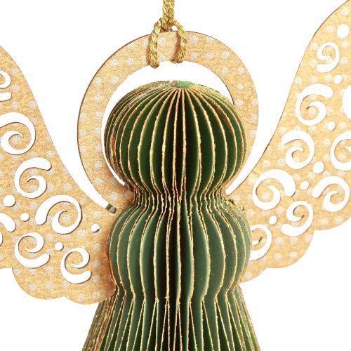 Floristik24 Engel honingraatpapier decoratie Kerstmis groen goud 12cm 4 st