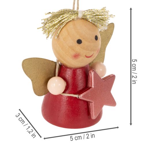Decoratieve engelhanger met ster om op te hangen, 5 cm, 9 stuks | Floristik24.nl