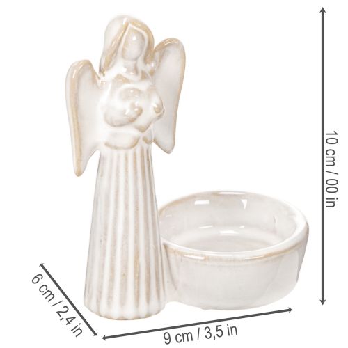 Engelenkomdecoratie met klein figuurtje en ronde theelichthouder 10 cm, 3 stuks | Floristik24.nl