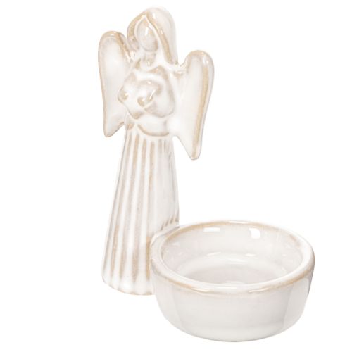 Engelenkomdecoratie met klein figuurtje en ronde theelichthouder 10 cm, 3 stuks | Floristik24.nl