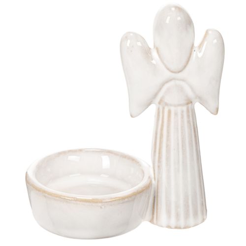 Engelenkomdecoratie met klein figuurtje en ronde theelichthouder 10 cm, 3 stuks | Floristik24.nl