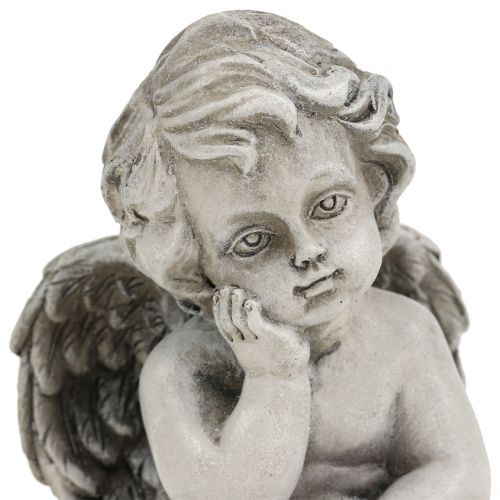 Floristik24 Decoratieve engel in grijs zittend 13.5cm 2st