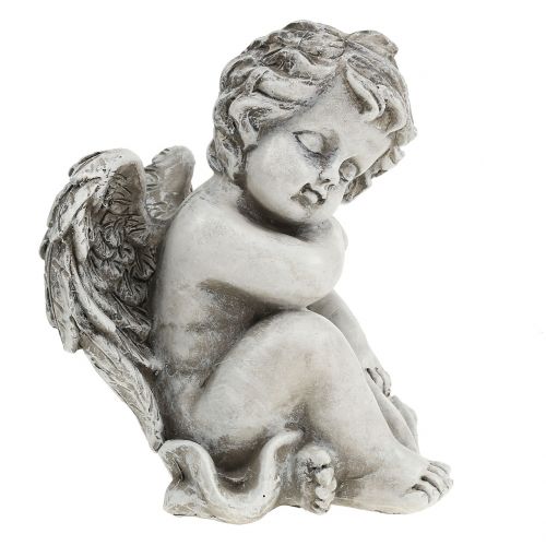 Herdenkingsfiguur slapende engel grijs 16cm 2st