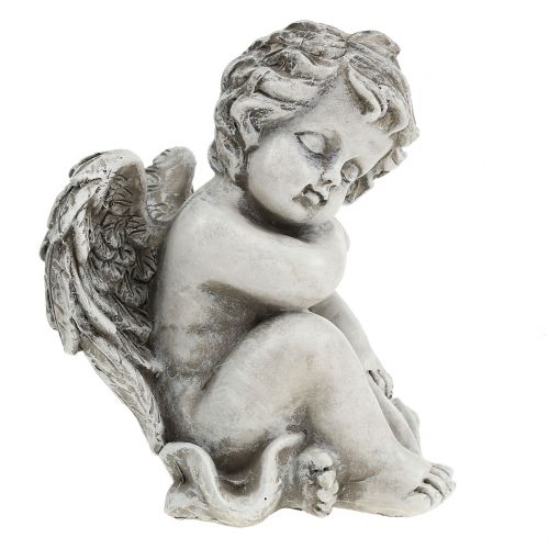 Floristik24 Gedenkfiguur slapende engel grijs 16cm 2 st