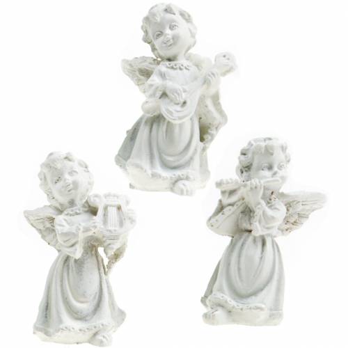 Floristik24 Decoratieve engel met instrumenten wit H4,5cm 9st