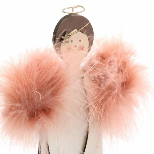 Floristik24 Engel met verenvleugels roze 28cm hout
