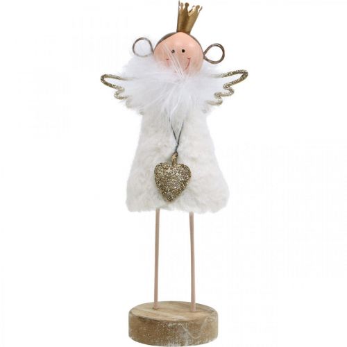 Artikel Engel figuur Kerstdecoratie hout metaal wit goud H20.5cm