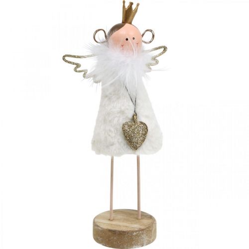 Engel figuur Kerstdecoratie hout metaal wit goud H20.5cm