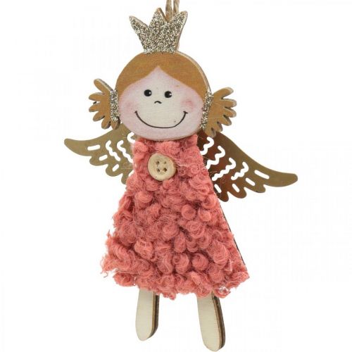 Floristik24 Engelen om op te hangen, kerstversiering, kerstboomversiering roze / roze / blauw / wit H12cm set van 4