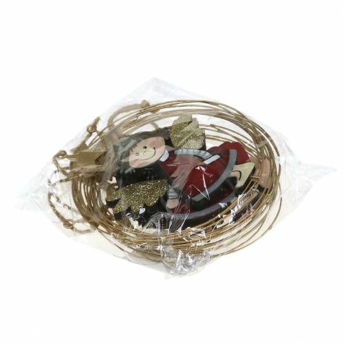 Floristik24 Engel in decoratieve ring om hout op te hangen, metaal Ø14cm 6st