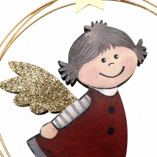 Floristik24 Engel in decoratieve ring om hout op te hangen, metaal Ø14cm 6st