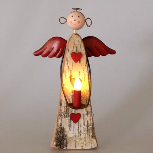 Floristik24 Houten engel met LED kaars H30cm