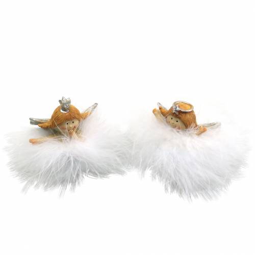 Floristik24 Decoratie engel in wolk wit, zilver Ø6.5 / 6cm H7 / 6cm 2st