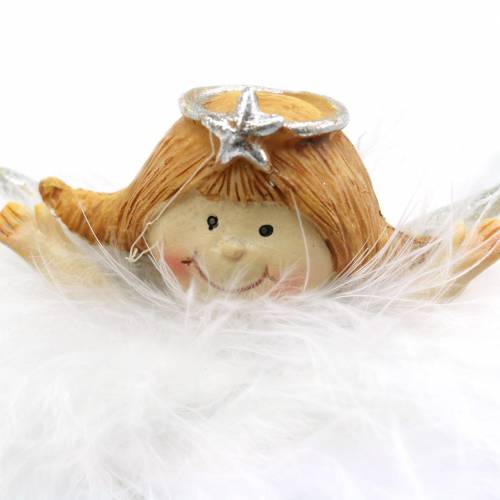 Floristik24 Decoratie engel in wolk wit, zilver Ø6.5 / 6cm H7 / 6cm 2st