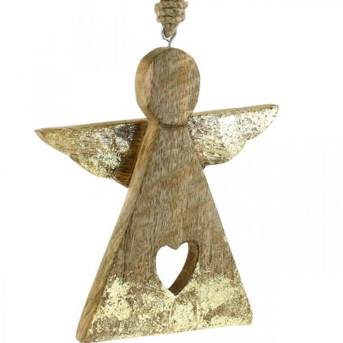 Artikel Deco engel mangohout deco figuur om op te hangen 13 × H13.5cm 2st