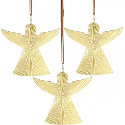 Decoratieve engel, metalen hanger, kerstdecoratie gouden 9 × 10cm 3st