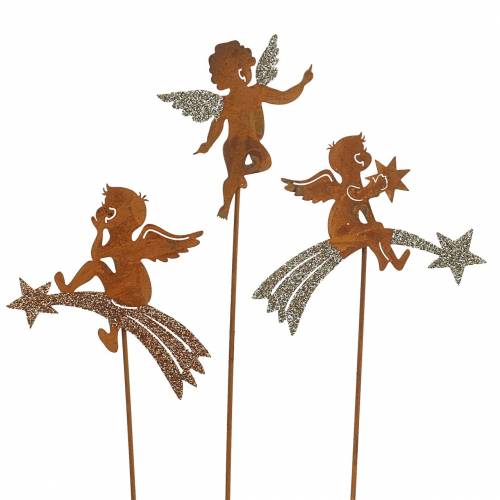 Floristik24 Decoratieve plug engel roestvrij staal glitter metaal H24-25cm 12st