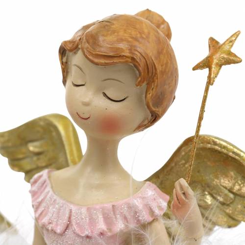 Artikel Deco ballerina engel roze, goud Ø11,5 H15cm 2st