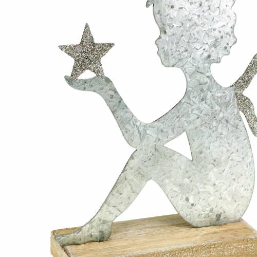 Floristik24 Engel zilver glitter 18cm x 17.5cm