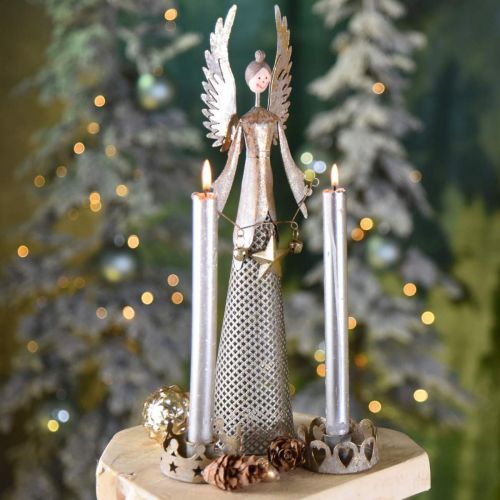 Floristik24 Decoratief engelenfiguur met guirlande kerstmetaal 13 × 8.5cm H40cm