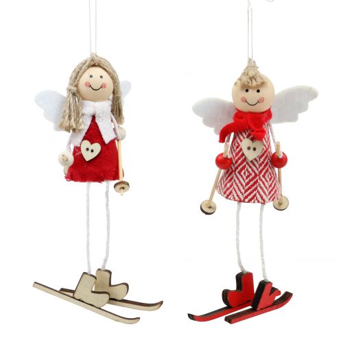 Artikel Engel als decoratie figuur 15cm rood, wit 4st