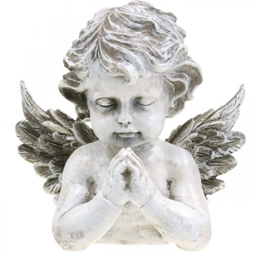 Bidden engel, begrafenis bloemisterij, buste van engel figuur, grafdecoratie H19cm B19.5cm