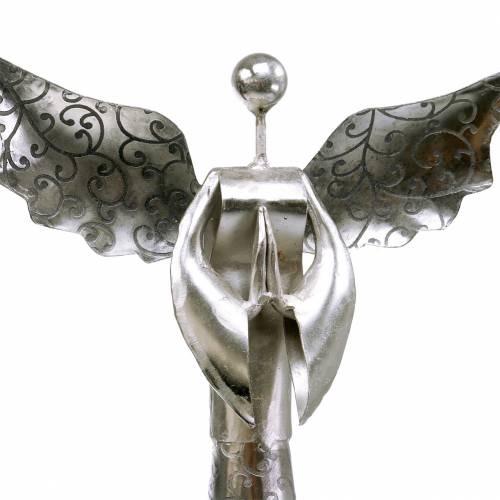 Artikel Deco engel metaal op houten voet H58cm