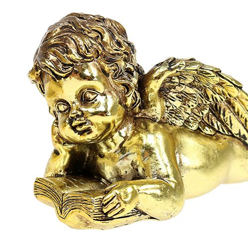Floristik24 Engel met boek liggend goud 11-13cm 4 st