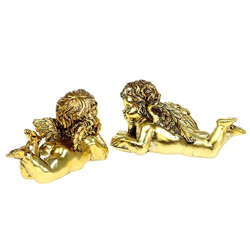 Floristik24 Engel met boek liggend goud 11-13cm 4 st