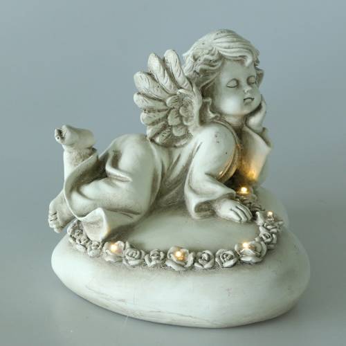 Floristik24 Deco engel op hart met LED 16cm 19cm H14.5cm