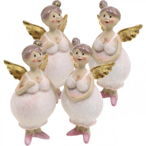 Floristik24 Tafeldecoratie engel roze decoratiefiguur Kerstmis 4,5 × 3,5 × 9,5cm 4st