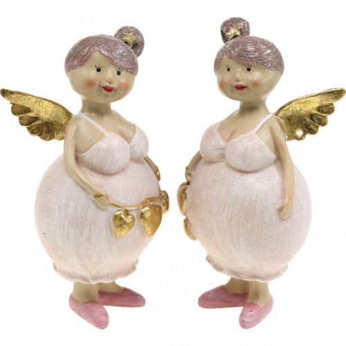 Floristik24 Roze engel met hart decoratie figuur Kerst 9 × 8 × 19.5cm 2st