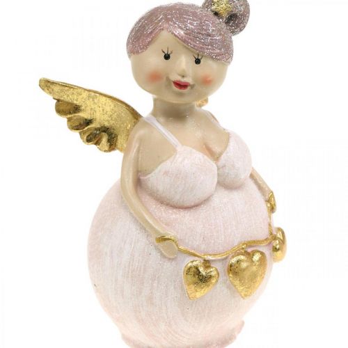 Floristik24 Roze engel met hart decoratie figuur Kerst 9 × 8 × 19.5cm 2st
