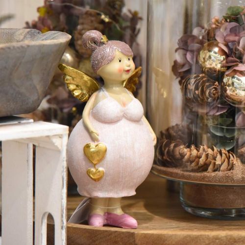 Floristik24 Roze engel met hart decoratie figuur Kerst 9 × 8 × 19.5cm 2st