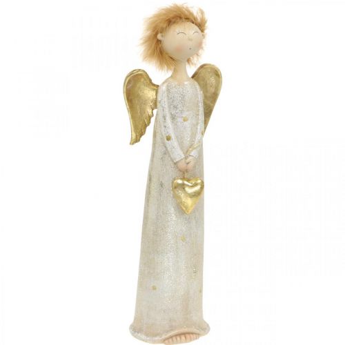 Floristik24 Decoratiefiguur engel met hartje goud kerstengel 11,5 × 7,5 × 37cm