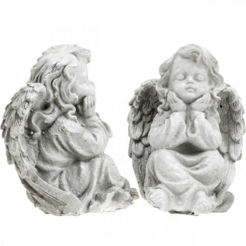 Floristik24 Engelenfiguur kleine grafdecoratie tuinfiguur grijs H9cm 3 st